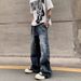 Men's American Style Heavyweight Washed Denim Jeans Straight Leg Loose Fit Casual Trendy Retro Wide Leg Pants_mkmklike.com