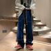 Men's Loose Straight Leg Jeans Wide Leg Pants Autumn Winter Style American High Street Vibe Design Niche Style_mkmklike.com