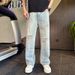 Men's Washed Vintage Ripped Jeans Thin Summer Style Casual Straight Leg Pants For Spring And Autumn_mkmklike.com