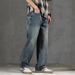 New Spring Jeans Men's Harlan Loose Trendy Brand American Retro Washed Double Craft Medium Waist Large Size Youth_mkmklike.com