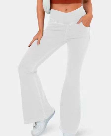 Stretchy Flare Jeans For Women - High Waist Yoga Denim Pants With Comfort Fit (XS-4XL, Light Blue/Dark Blue/Black/White)_mkmklike.com