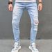 Men's Clothing Personalized Trendy New Casual Jeans Men's Slim Ripped Trousers High Street Tights_mkmklike.com