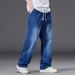 Men's Plus Size Relaxed Fit Straight Leg Jeans - High Waist Stretchy Comfort For Big & Tall Gentlemen (XL-8XL, Multiple Colors)_mkmklike.com