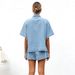 Women's Clothing Summer Women's Casual Loose Pocket Short Sleeved Shirt Shorts Denim Two Piece Suit_mkmklike.com