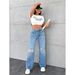 Wish Women's Cross Border Trade Washed Casual Straight Leg Jeans Loose Fit Trendy Versatile Long Pants Spring Autumn Style_mkmklike.com