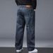 Autumn And Winter Plus Fat Plus Size Jeans Men's Loose Straight Business Jeans_mkmklike.com