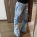 Small Niche Crack Design Washed Light Blue Jeans For Men, American Trend Casual Versatile Loose Straight Leg Pants_mkmklike.com
