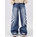 Men Women Washed Stylish Printed Jeans Trendy Retro Wide Leg Loose Straight Leg Pants High Street Cross Border 2025_mkmklike.com