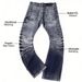 High Stretch Curved Blade Jeans Ice Blue Fog Wash Distressed Denim Pants American High Street Style For Men_mkmklike.com