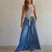 Women's Wide Leg Pants With Drawstring Elastic Waist New Washed Denim Jeans From Collection_mkmklike.com