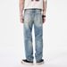 European Style Men's Trendy Jeans Patchwork Embroidery Ripped Distressed Details Straight Leg Loose Fit High End Cool Individualistic_mkmklike.com