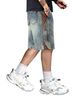 Men's Clothing Retro Blue Button Design Loose Straight Leg Shorts Trendy Versatile Five Point Pants Bestseller_mkmklike.com