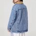 "Women's Fleece-Lined Denim Jacket - Oversized Winter Coat, Cotton Blend With Sherpa Collar, Streetwear Essential For Cold Weather"_mkmklike.com