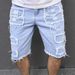 Men's Denim Shorts Mid-Length Ripped Distressed Straight Leg Frayed Edges Summer Regular Fit Multi Process Pants_mkmklike.com