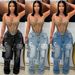 LD2525 Autumn Winter New European And American Women's Fashion Denim Vintage Patchwork Destroyed Decorative Loose_mkmklike.com