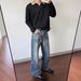 Men’s A-Line High Street Jeans – Vintage Whisker Wash, Relaxed Straight Fit, Clean Aesthetic_mkmklike.com