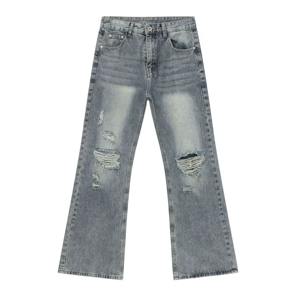 EF JEANS | 2024 Four Seasons New Product Street Wind Wear Broken Holes Old Retro Micro-pull Jeans Tide_mkmklike.com