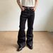 Vintage Black Flared Jeans – 90s Retro Wide-Leg Trousers (Unisex Distressed Denim With Draping Effect)_mkmklike.com