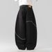 Men's Black Embroidered Denim Jeans Straight Leg Loose Fit American High Street Style Trendy And Cool Long Pants_mkmklike.com