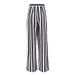 Women's black and white striped wide-leg casual slim high-waisted loose drape floor-length trousers_mkmklike.com