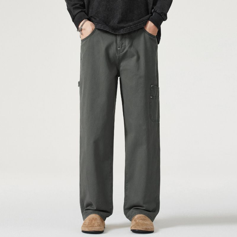 Nordmann Muqiu Clothing | American Style Logging Workwear Casual Pants Men's Commuting Loose Straight Cotton Wide-Leg Denim_mkmklike.com