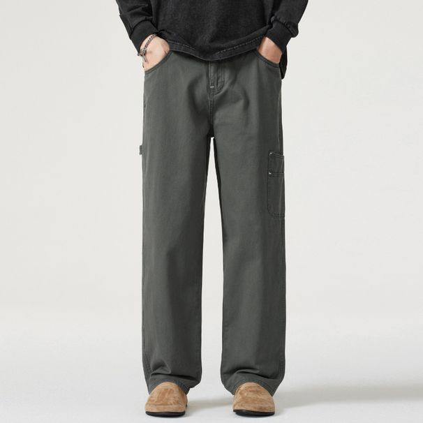 Nordmann Muqiu Clothing | American Style Logging Workwear Casual Pants Men's Commuting Loose Straight Cotton Wide-Leg Denim_mkmklike.com