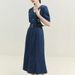 Fan Silan Denim Long Dress, Women's Summer New V-Neck Slim Fit Fishtail Dress_mkmklike.com