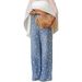 Korean Style High-Waisted Gentle Floral Print Jeans Slimming Straight Leg Versatile Wide Leg Pants NY851_mkmklike.com
