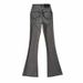 Hot Girl Frayed Hem Heart-shaped Pocket Peach Butt Bell-bottom Pants For Women, Autumn Slim-fit Butt-lifting_mkmklike.com
