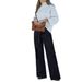 Women's Clothing Vintage High-Waisted Flared Jeans For Women - Retro Wide Leg Denim Pants With Stretch, Classic Black & Indigo Blue_mkmklike.com
