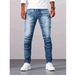 Men's Stretch Motorcycle Jeans – Light Blue Denim With Reinforced Knee Panels, Comfort-Fit Straight Leg (S-2XL)_mkmklike.com