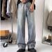 Men's Reverse Stitch Distressed Jeans – Vintage Washed Denim | Relaxed Straight Leg | Anti-Fit Drop Crotch | Streetwear Baggy Pants (M-3xl)_mkmklike.com