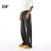 EF JEANS | 2025 Spring New American High Street Vibe Black And Gray Graffiti Drape Loose Straight Jeans_mkmklike.com