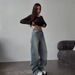 American Retro Hot Girl High Waist Straight Floor Length Trousers With Tattered Back Design Slim Jeans For Women In Four Seasons_mkmklike.com