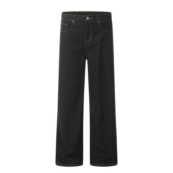 Men's Denim Straight-Leg Trendy Brand Design Sense Niche Edition Topstitch Loose Versatile Wide-Leg Casual Pants_mkmklike.com