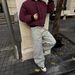 Vintage American Baggy Cargo Pants With Splatter Paint & Studs - Streetwear Carpenter Jeans For Men (Grey/Green/Blue) | Drawstring Waist_mkmklike.com