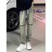 High Street Design, Niche Knee Zipper Jeans, Men's And Women's Loose Yellow Mud Color Drawstring Straight Leg Slimming_mkmklike.com