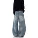 Vintage Washed Baggy Jeans With Cat Whisker & Airplane Button – Unisex Relaxed Fit Distressed Denim Pants_mkmklike.com