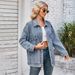 Women's Distressed Denim Jacket Oversized Long Sleeve Coat Streetwear Fall Fashion Loose Fit Casual Outerwear_mkmklike.com