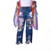 Trendy Distressed Ripped Jeans For Women - High Waist Straight Leg Denim Pants With Floral Embroidery - Comfortable Stretch Fabric_mkmklike.com