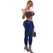 M633#European American Wish Cross-border Autumn And Winter Women's High-waisted Slim-fit Plain Stretchy Slimming_mkmklike.com