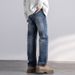 Autumn New Jeans Men's Fit Straight Tube Loose Trendy Brand American Retro Double Craft Washed Middle Waist Youth Large Size K11 Denim Ten Miles_mkmklike.com