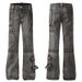 Men’s & Women’s Distressed Patchwork Cargo Jeans – Oversized Flared Denim Pants With Raw Hem (S-L, Black)_mkmklike.com