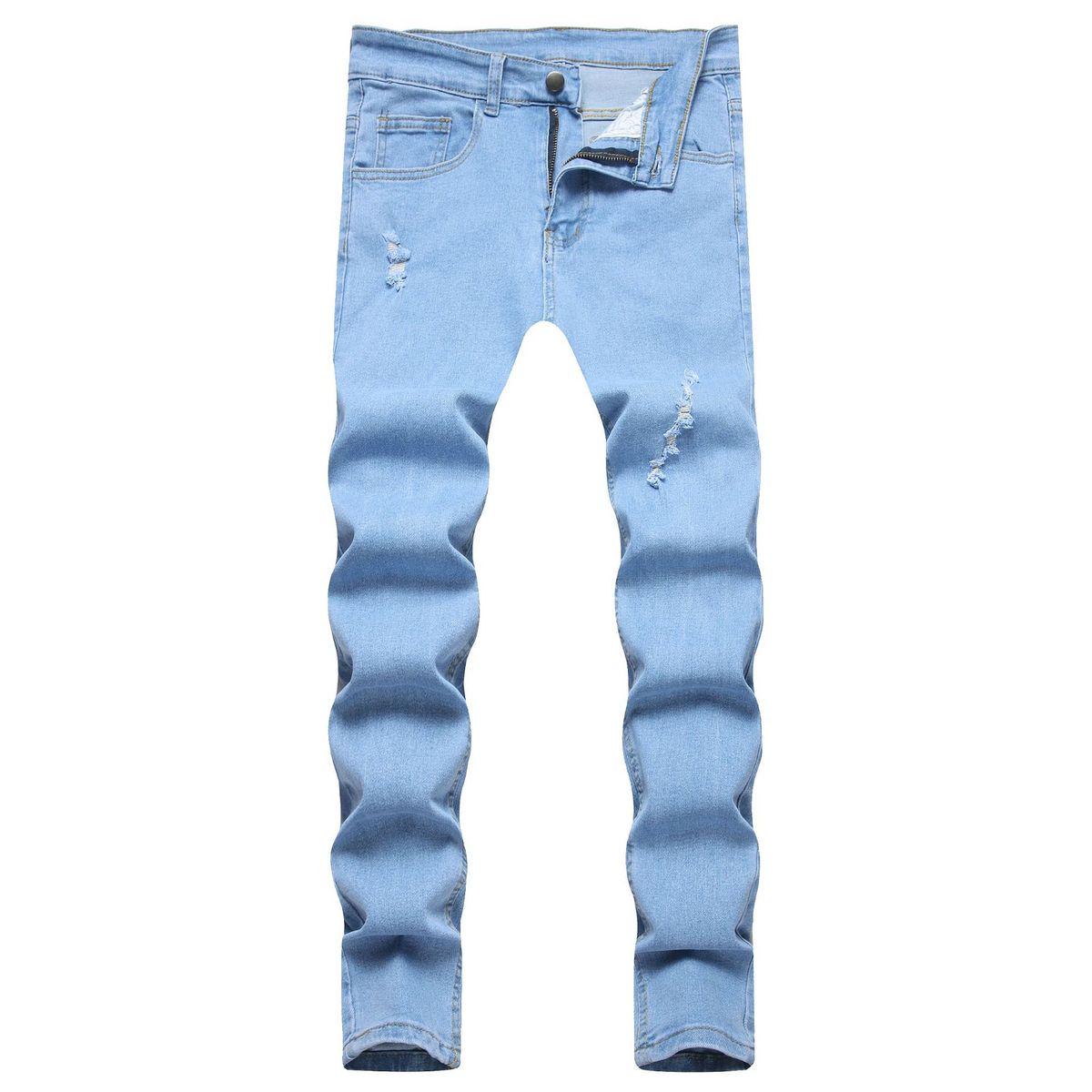 Men's Slim Fit Stretch Denim Jeans - Mid Rise Button Fly Skinny Jeans For Casual & Streetwear_mkmklike.com