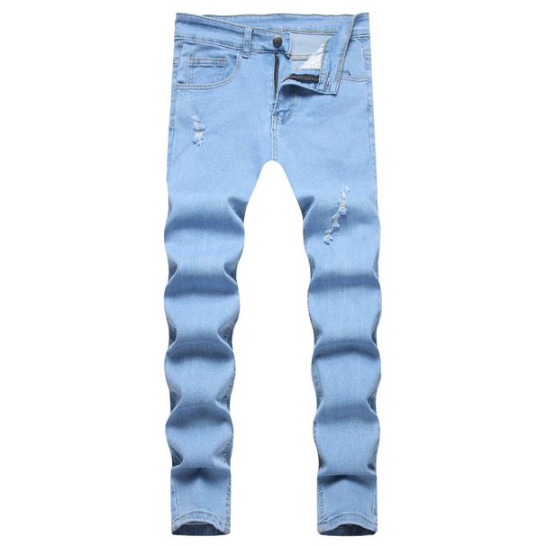 Men's Slim Fit Stretch Denim Jeans - Mid Rise Button Fly Skinny Jeans For Casual & Streetwear_mkmklike.com