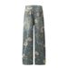 Full Floral Print Design Sense Niche Loose Wide-Leg Denim Unisex Vibe Trendy Brand Floor-Length Dad Pants_mkmklike.com