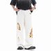 Men's Clothing Retro Washed Ripped Embroidered Flowers Niche Design Loose Straight Leg Mopping Trousers_mkmklike.com