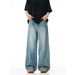 Men's Loose Fit Jeans Street Style Versatile Washed Cleanfit Wide Leg Pants High Street_mkmklike.com
