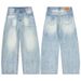 Men's Clothing Retro Washed Light Color Heavyweight Curved Jeans Men's Wear Archer0603 Unisex Versatile Trendy Wide Leg Trousers_mkmklike.com