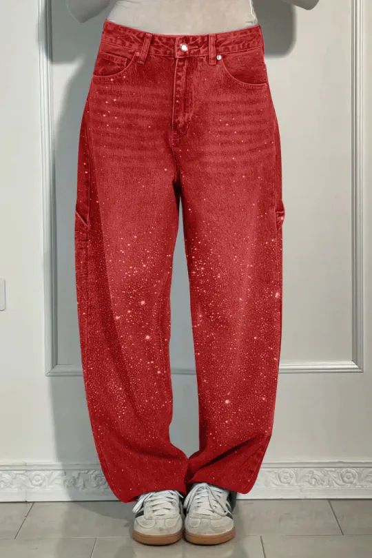 Women's Clothing Fashion Starry Hot Diamond Jeans Casual Trousers_mkmklike.com